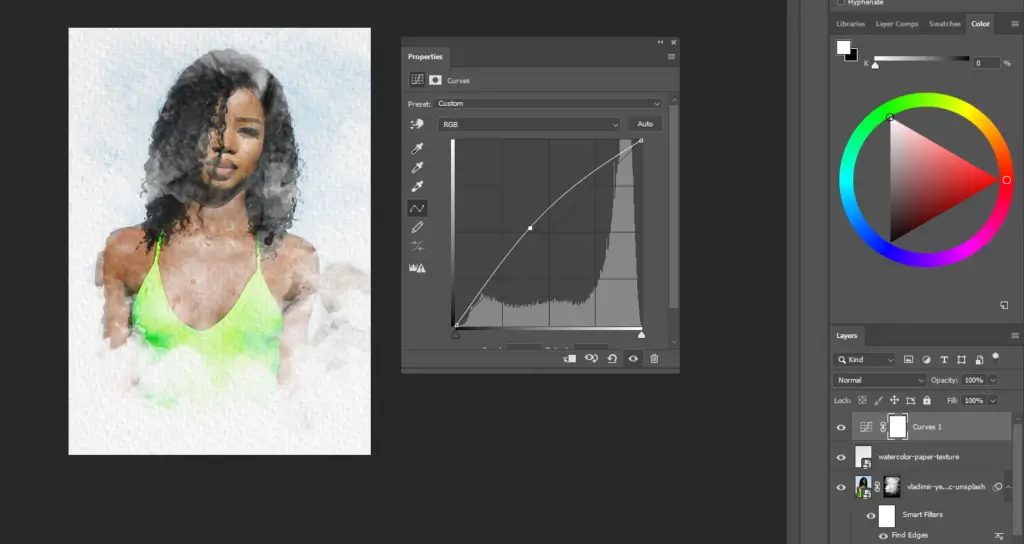  create a new adjustment layer with curves. Drag the curve up or down to achieve your desired effect.