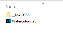 Double click the brushes .ABR file wherever it is you unzipped on your computer