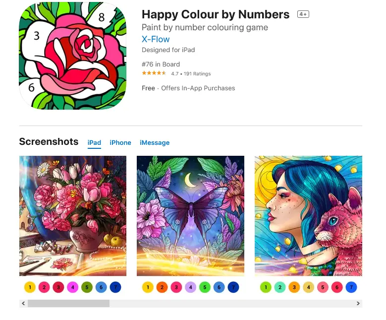 Happy Colour by Numbers (Free: iPadOS and iOS)