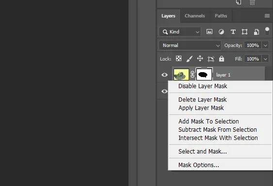 active layer mask- Why Your Eraser Tool Is Not Working in Photoshop