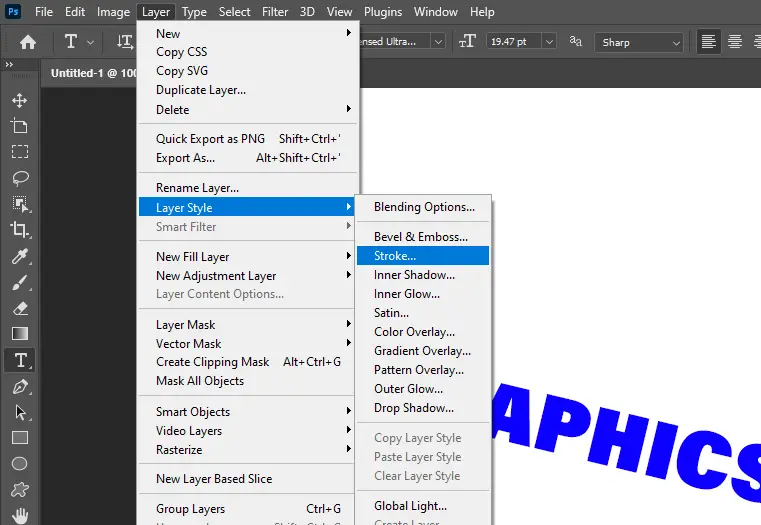 adding stroke to text in photoshop