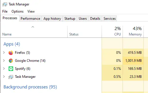 How to shut down background programs. windows task manager