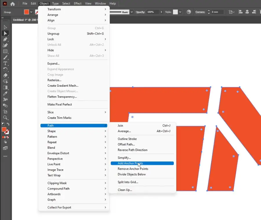 object>path>add anchor points